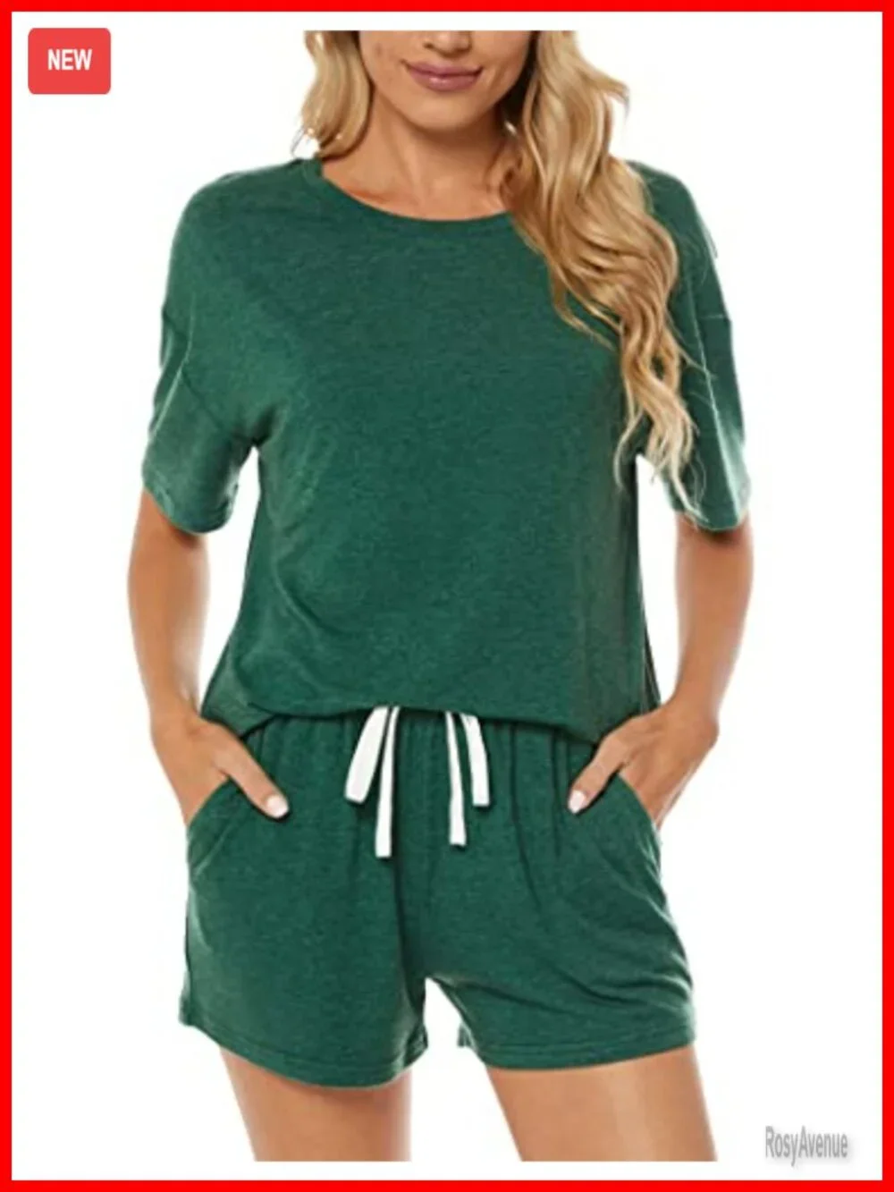 Women's Pajama Set - Soft Cotton Blend 2-Piece Lounge Sleepwear with Pockets